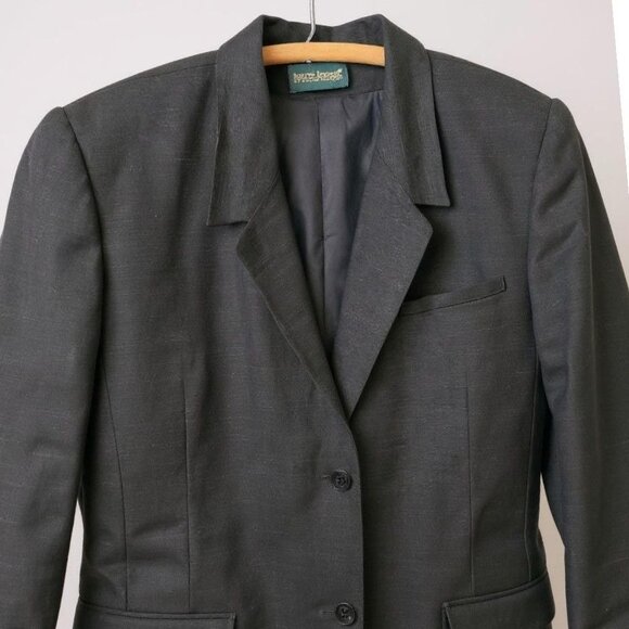 Harvé Benard Womens Black Linen Blazer and Skirt Suit Set Size 14 - Picture 6 of 16